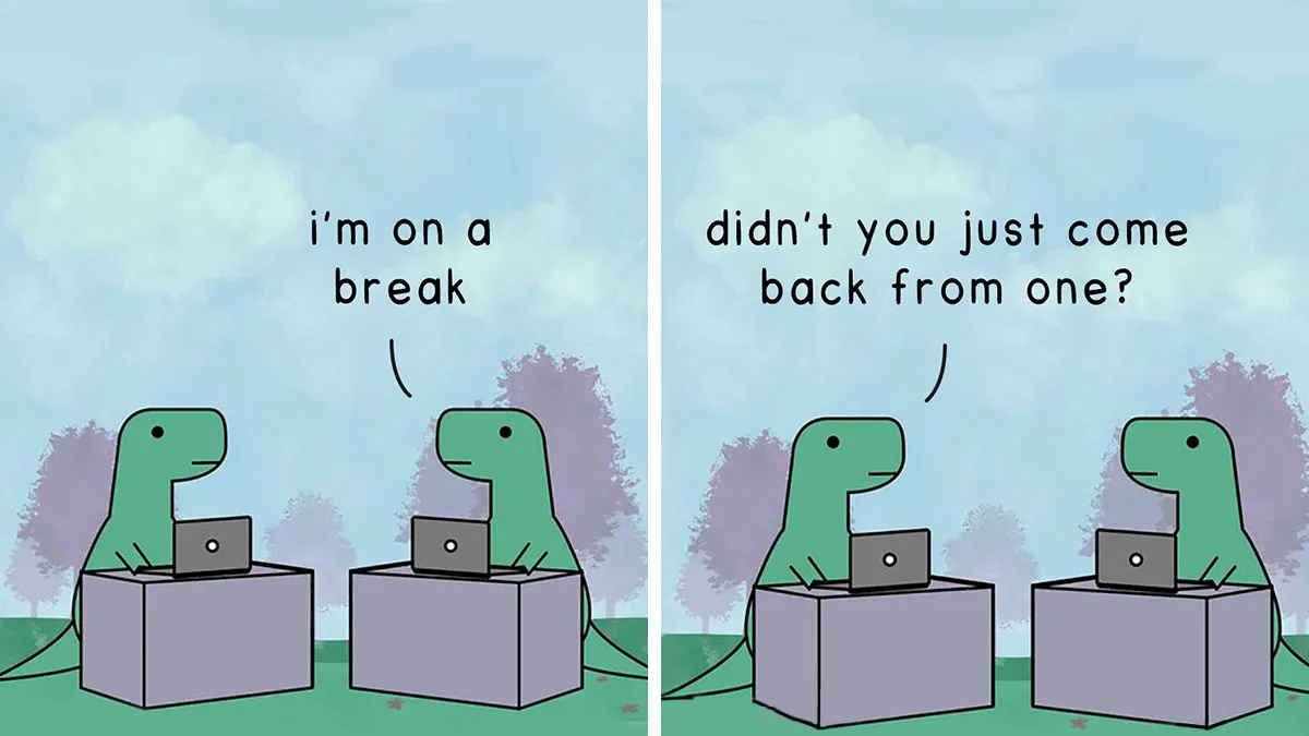 48 New Sweet And Relatable “Dinosaur Couch” Comics That Turn Anxiety Into Humor