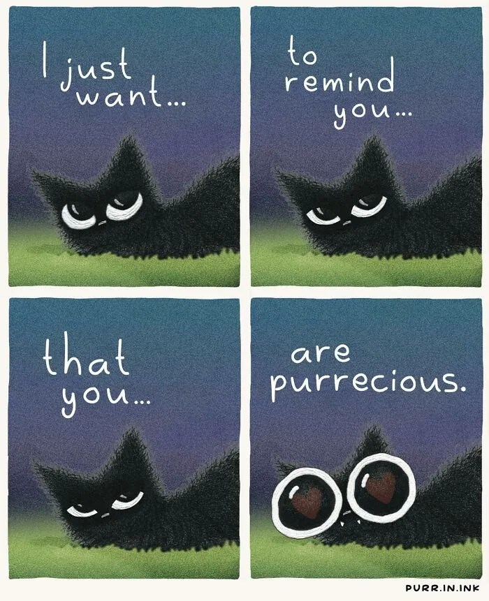 An illustration of a cat reminding you that you are purrecious, perfect for cat lovers.