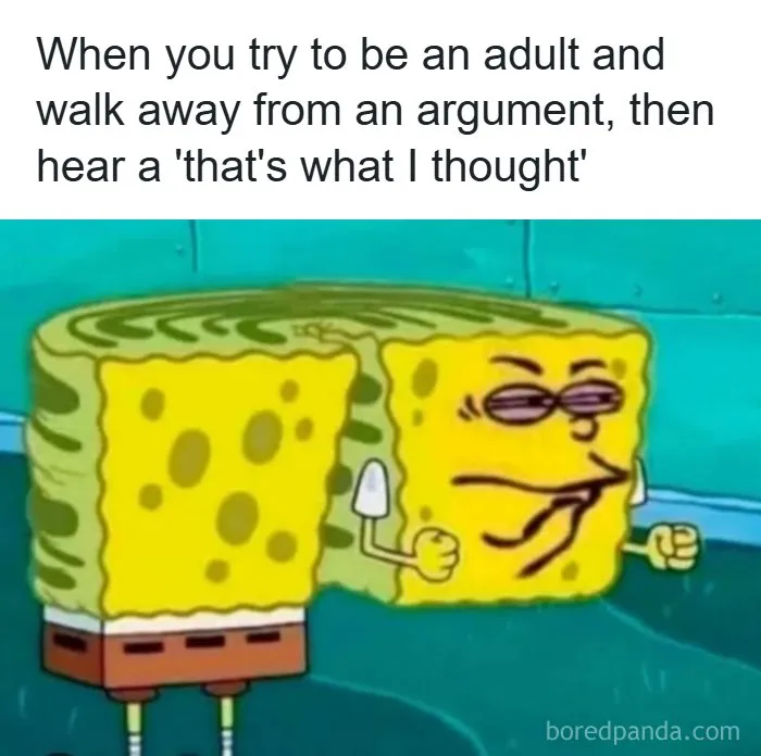 Funny SpongeBob meme about trying to be an adult and arguments