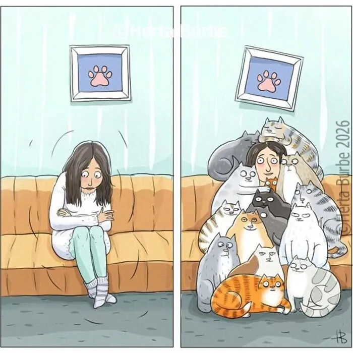 50 Beautiful Cat Comics By This Artist That Show Why Humans Feel So Deeply Connected To These Animals