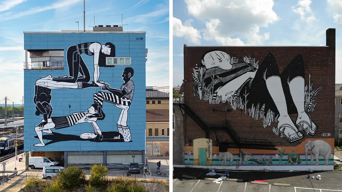 43 Powerful Murals By Alex Senna That Capture Human Connection And Individual Struggles