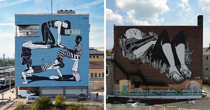 43 Powerful Murals By Alex Senna That Capture Human Connection And Individual Struggles