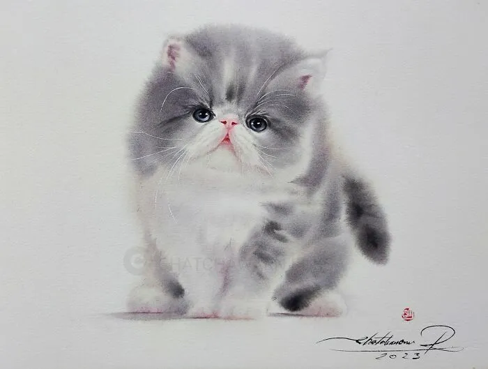 This Artist’s Watercolor Cat Paintings Are Full Of Personality And Charm (45 Pics)