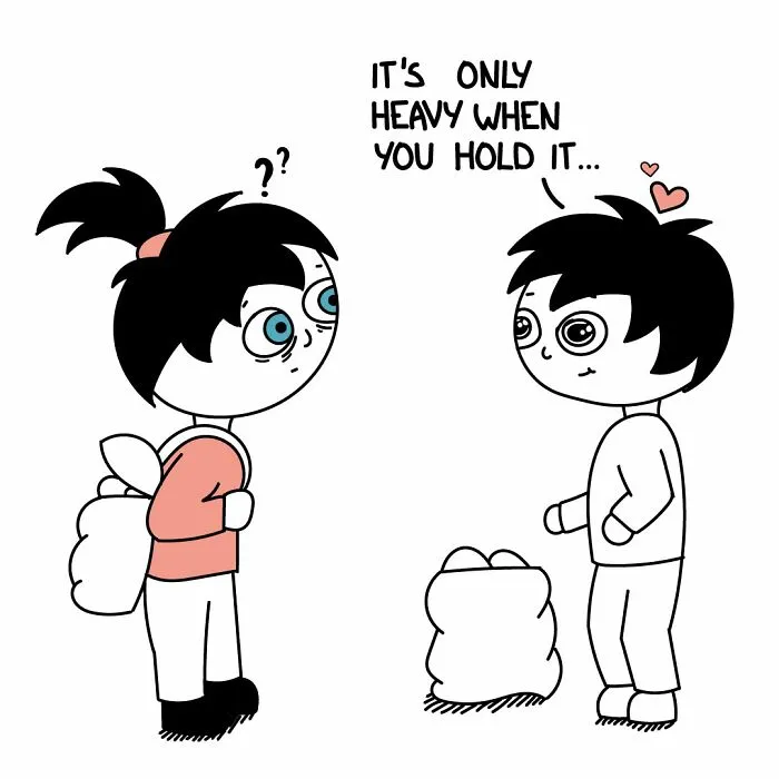 A comic from Go Nana's World showing a character learning a lesson about holding onto burdens, a relatable comic.