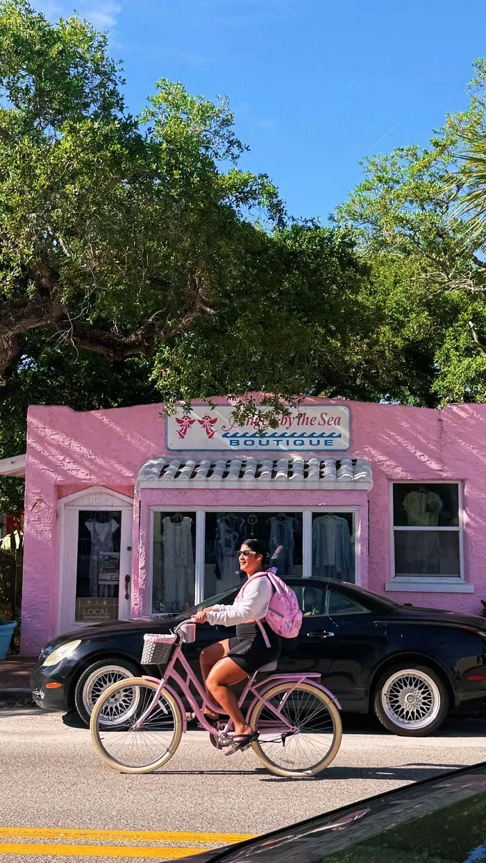 This Girl On Her Pink Bike Zipped By At Perfect Time. She Doesn’t Know It Exists