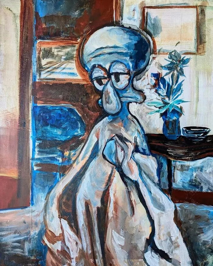 This Artist Reimagines Squidward As The Subject Of Famous Artworks (31 Pics)
