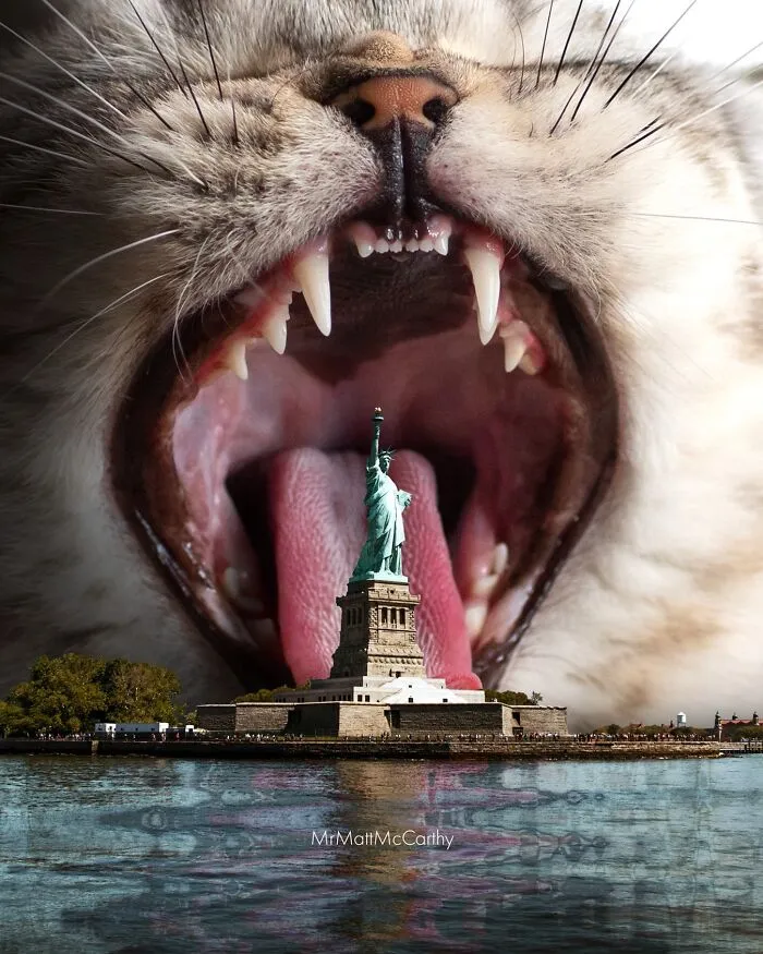 This Artist Continues His Giant-Cat Takeover With 30 New Surreal Digital Collages