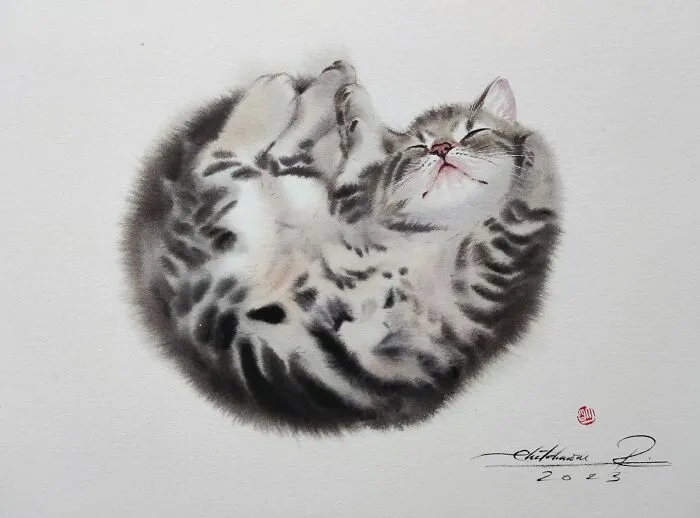 This Artist’s Watercolor Cat Paintings Are Full Of Personality And Charm (45 Pics)