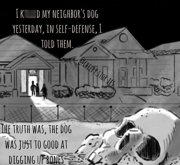A terrifying fact, the skull in the foreground represents one of the horror stories that kept people awake at night.