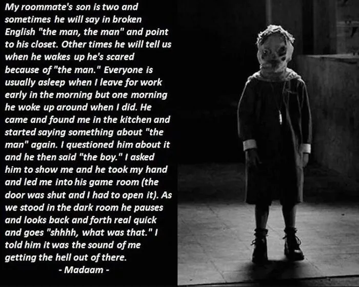 A terrifying horror story: a child seeing 'the man,' a terrifying fact that kept people awake at night.