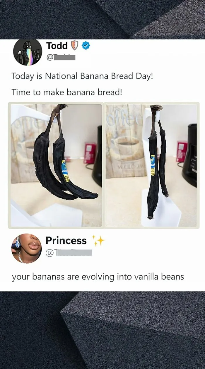 A post about overripe bananas for banana bread, drawing great comments funnier than the original posts.