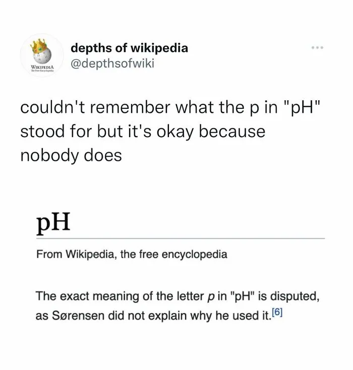 Wikipedia pH article about disputed meaning of letter p