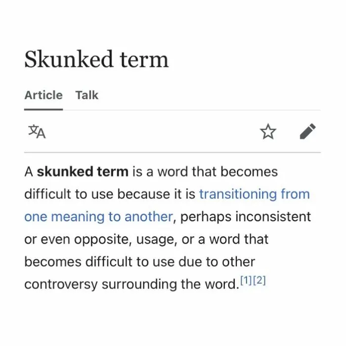 Definition of skunked term in Wikipedia highlighting difficult word usage