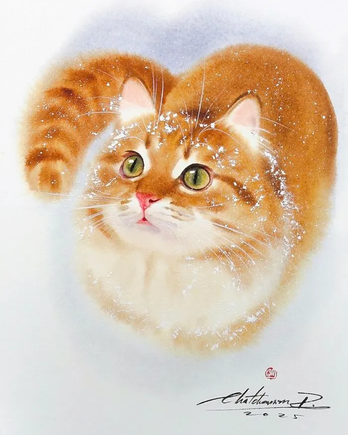 This Artist’s Watercolor Cat Paintings Are Full Of Personality And Charm (45 Pics)