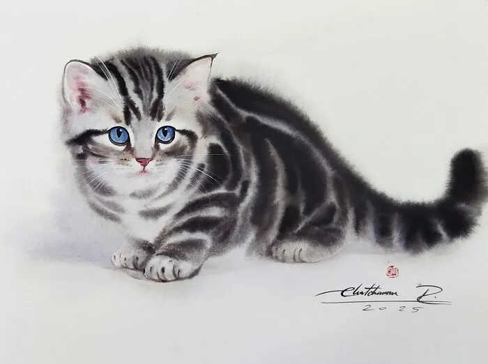 This Artist’s Watercolor Cat Paintings Are Full Of Personality And Charm (45 Pics)