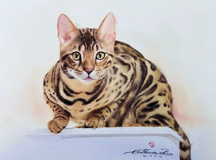 This Artist’s Watercolor Cat Paintings Are Full Of Personality And Charm (45 Pics)
