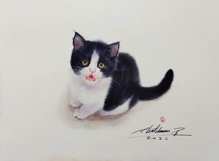 This Artist’s Watercolor Cat Paintings Are Full Of Personality And Charm (45 Pics)