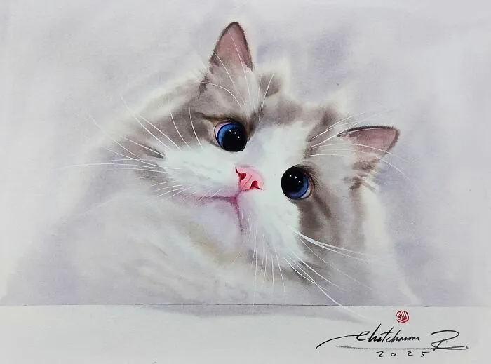 This Artist’s Watercolor Cat Paintings Are Full Of Personality And Charm (45 Pics)