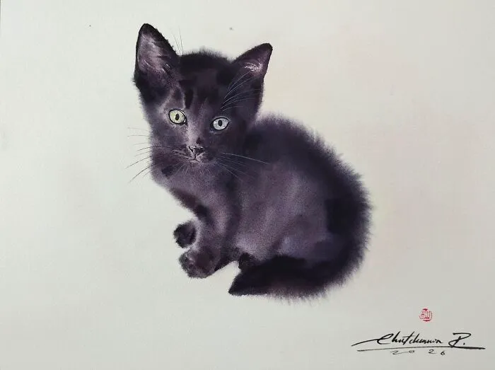 This Artist’s Watercolor Cat Paintings Are Full Of Personality And Charm (45 Pics)