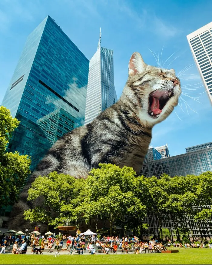 This Artist Continues His Giant-Cat Takeover With 30 New Surreal Digital Collages