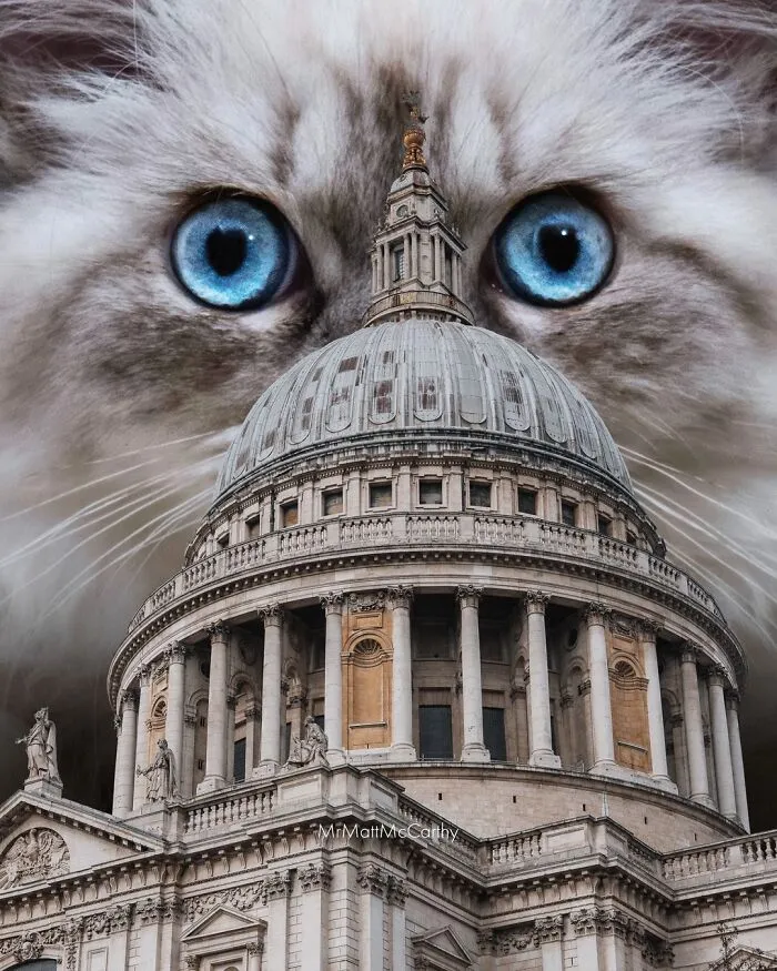 This Artist Continues His Giant-Cat Takeover With 30 New Surreal Digital Collages