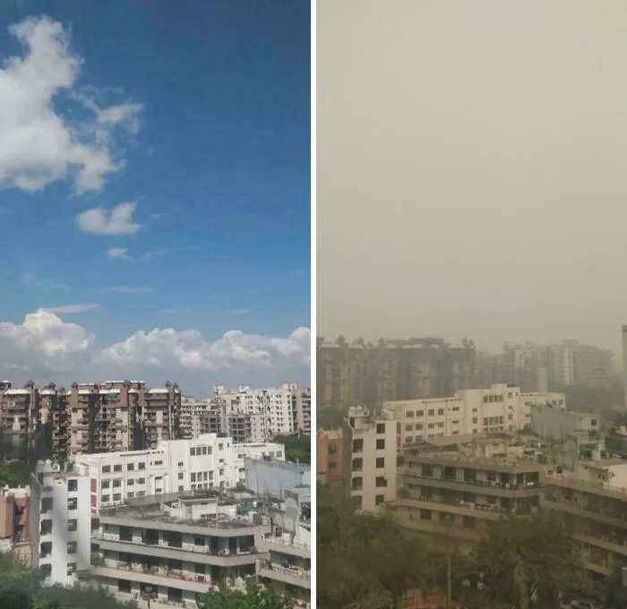 Nueva Delhi, durante el confinamiento y ahora