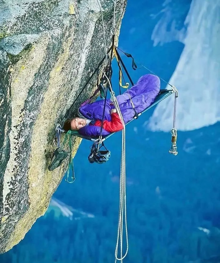 This Is A Hanging Bed Or "Portaledge"- Collapsible Platforms Used By Mountaineers To Rest While Scaling Tall Peaks That Take Multiple Days To Climb