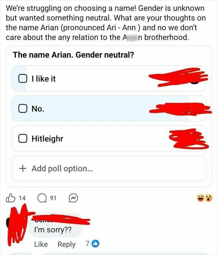 Asks For Opinions On Gender Neutral Name Idea... But "We Don't Care It's Linked To White Nationalists" 😂😵💫