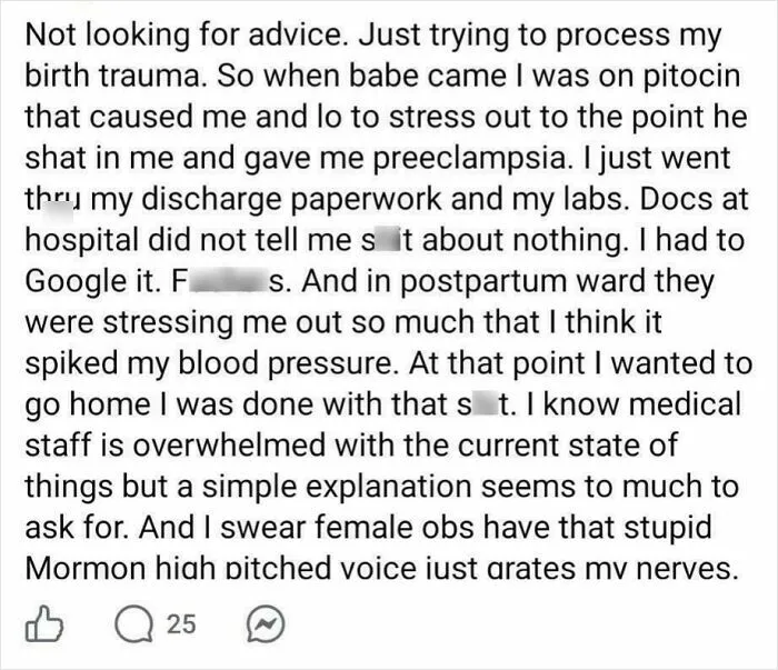Parent processing birth trauma and hospital care experience