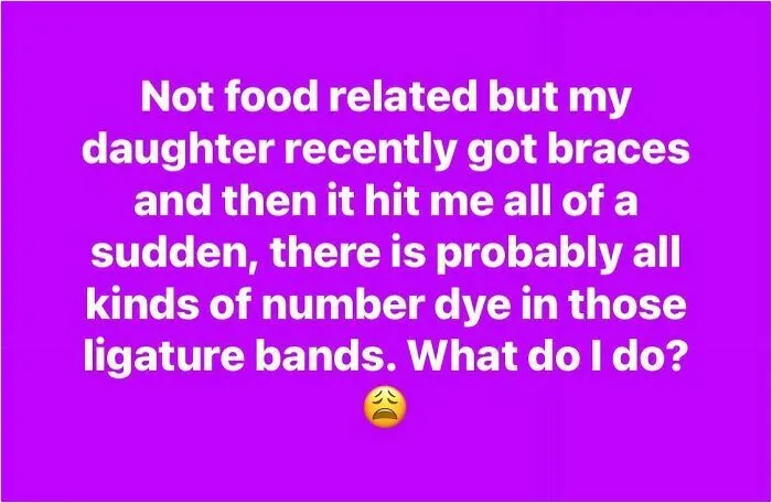 Parent concerned about number dye in daughter's orthodontic ligature bands