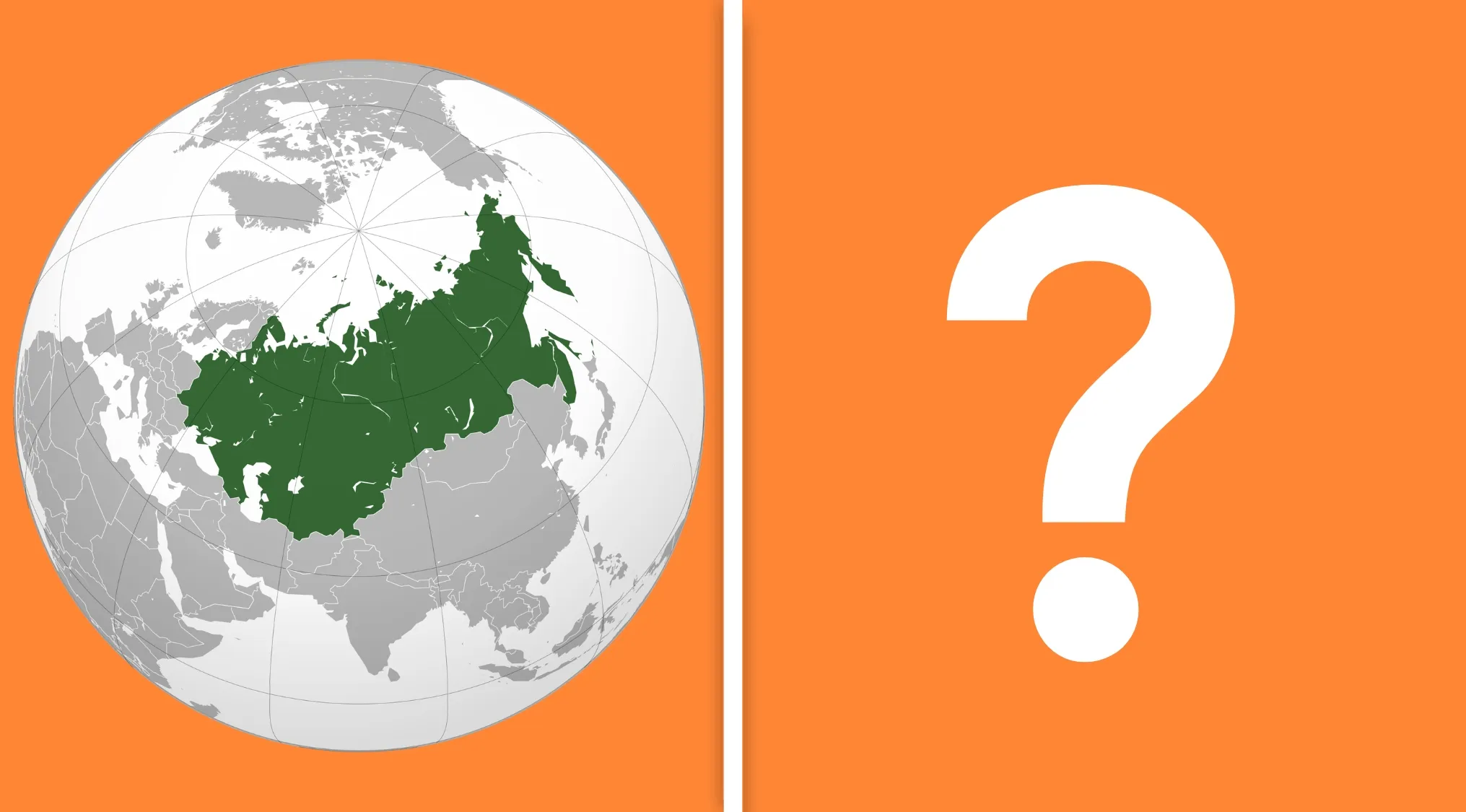 A globe showing the Soviet Union (Russia & surrounding areas) in green next to a large white question mark on orange. General Knowledge Quiz.