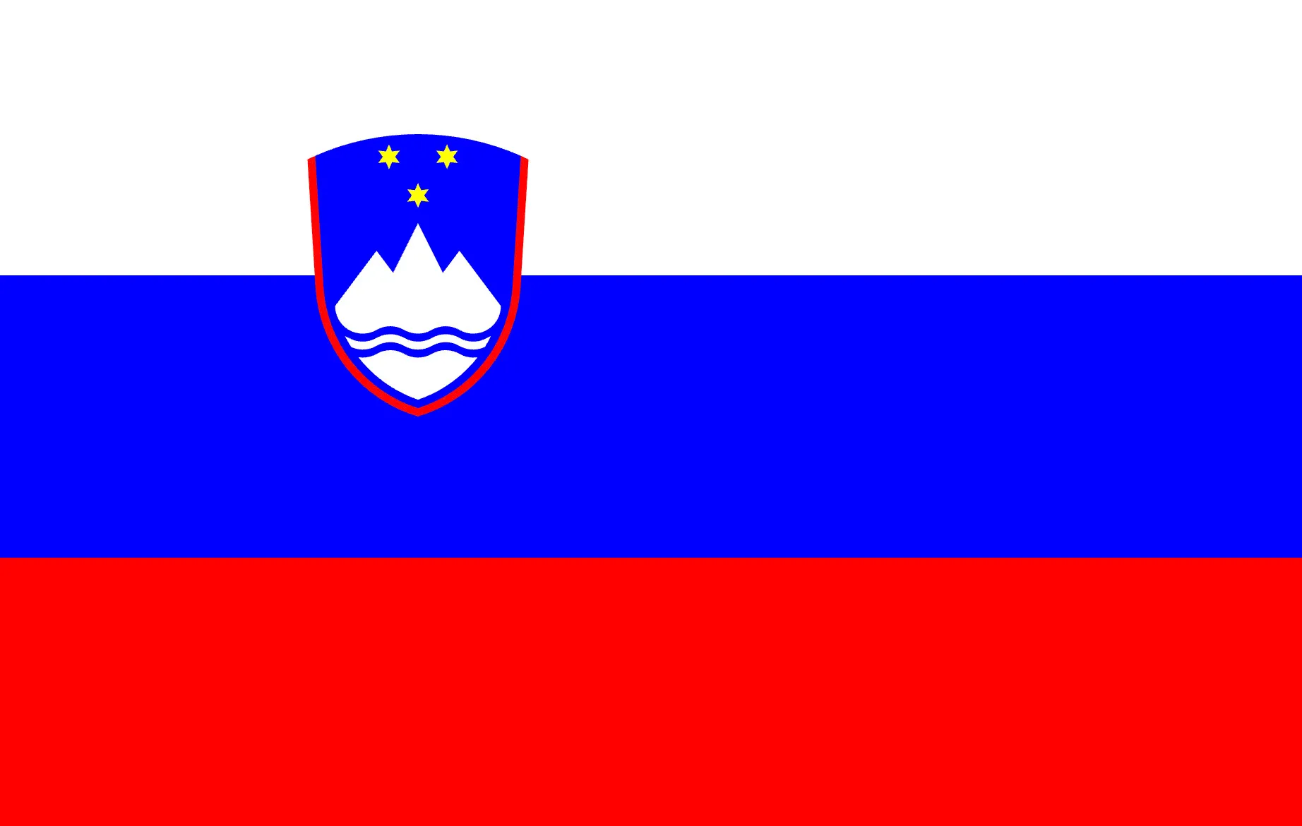 The flag of Slovakia, featuring horizontal white, blue, and red stripes with the coat of arms shifted left.