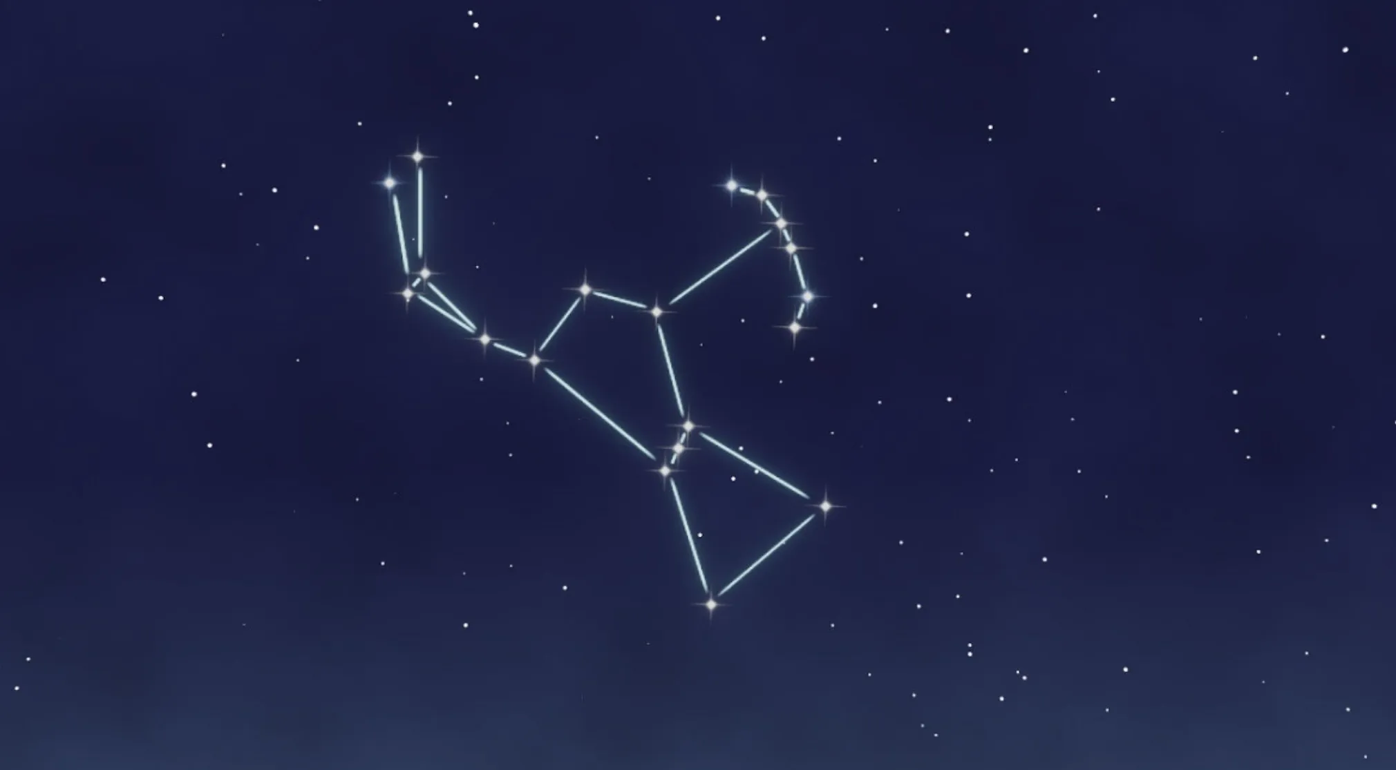 Astronomy Quiz: An illustration of the Orion constellation in a dark night sky. Identify this constellation with its prominent belt.