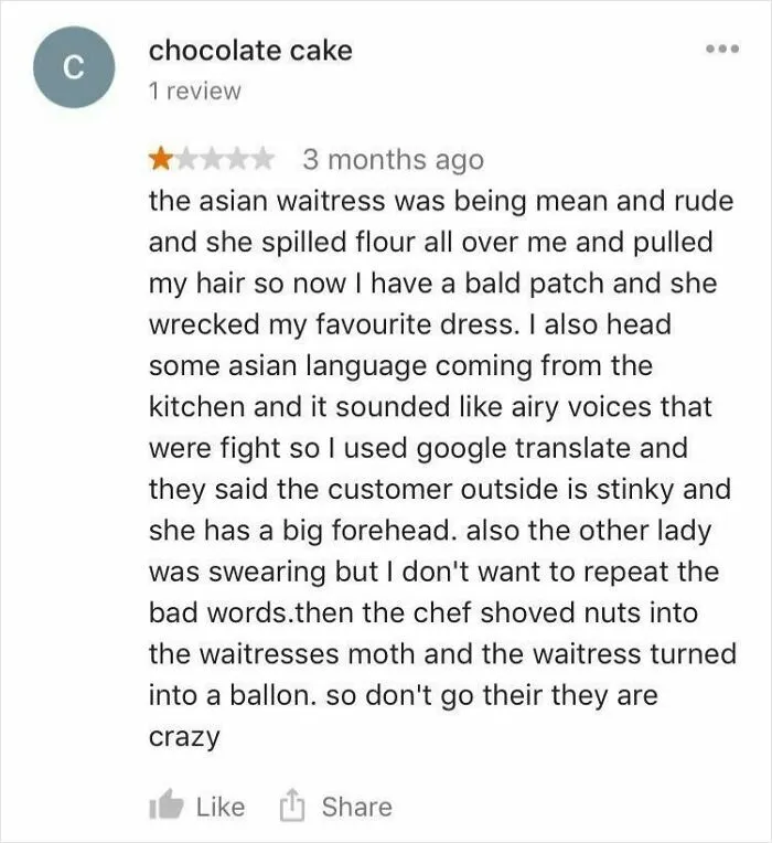 Google Review From A Bakery We Ate At Today (It Was Actually Great)