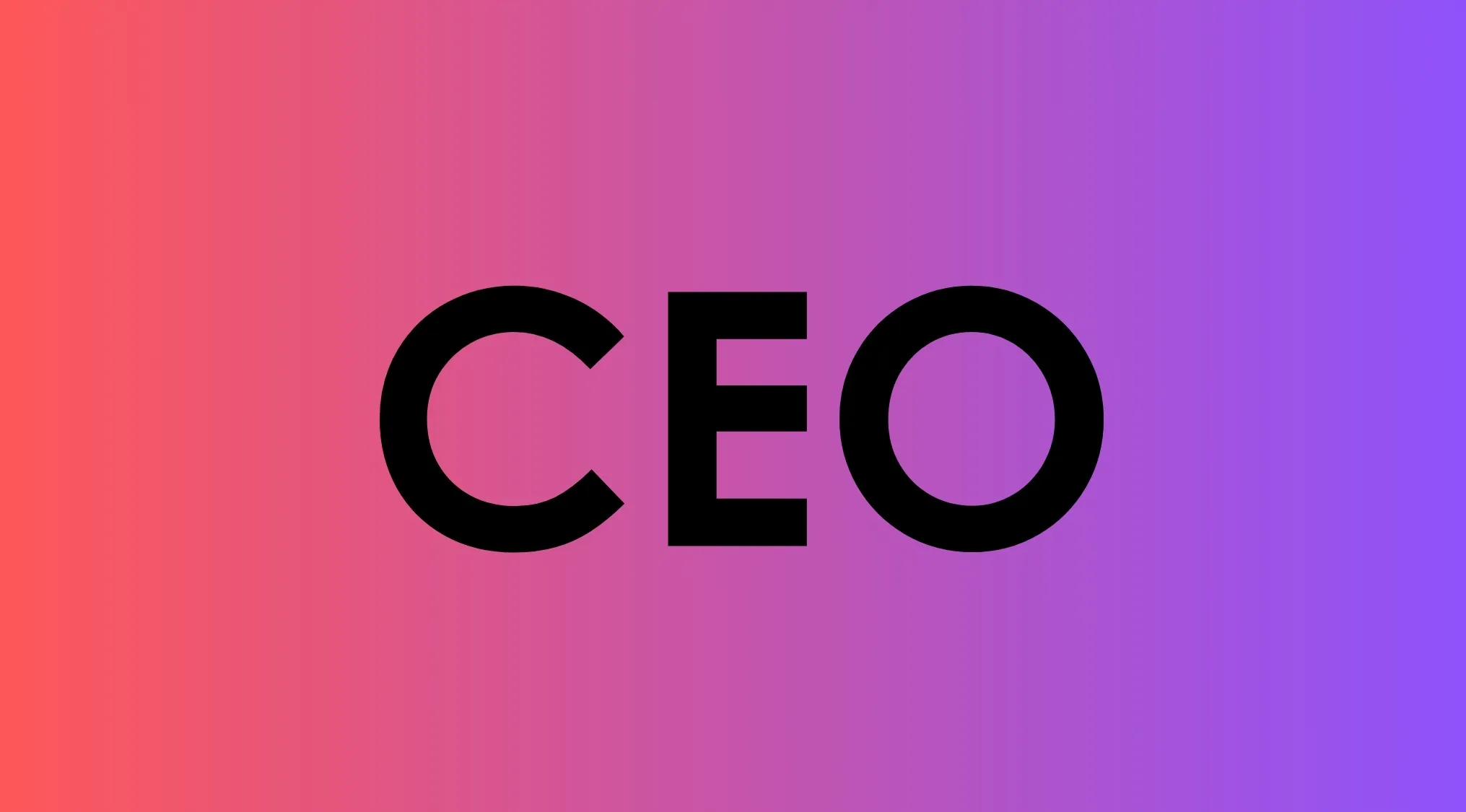The acronym CEO in bold black letters on a vibrant pink and purple gradient background, for a Pub Quiz.