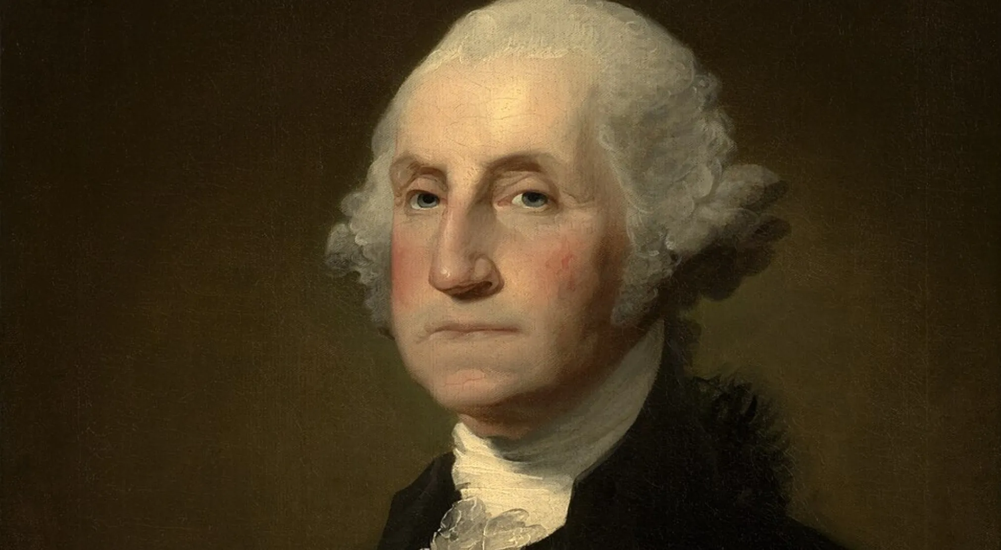 Portrait of George Washington, the first U.S. president, looking forward. Quiz about the USA Throughout History.