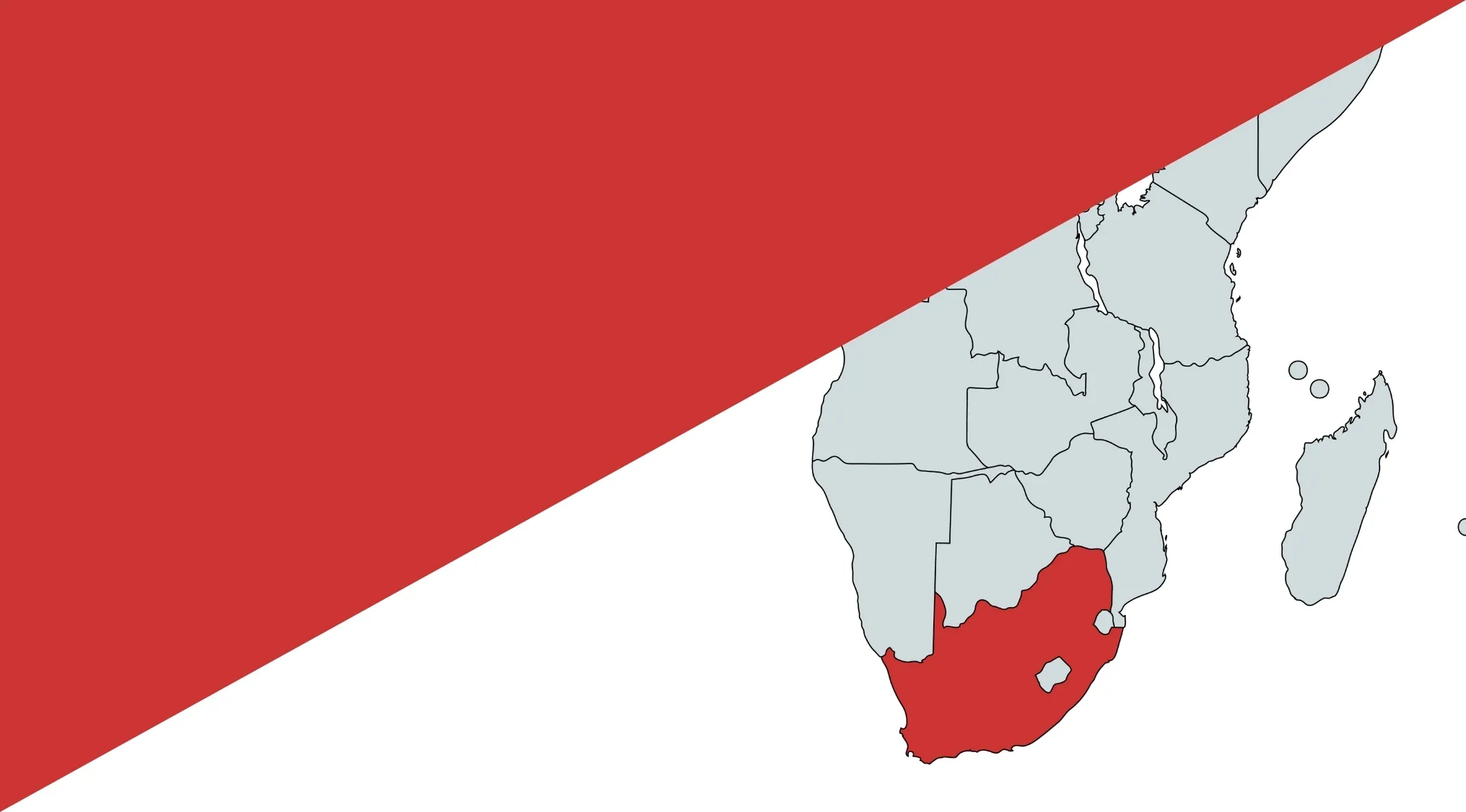Geography Challenge: Guess the country. A map of southern Africa with South Africa highlighted in red.