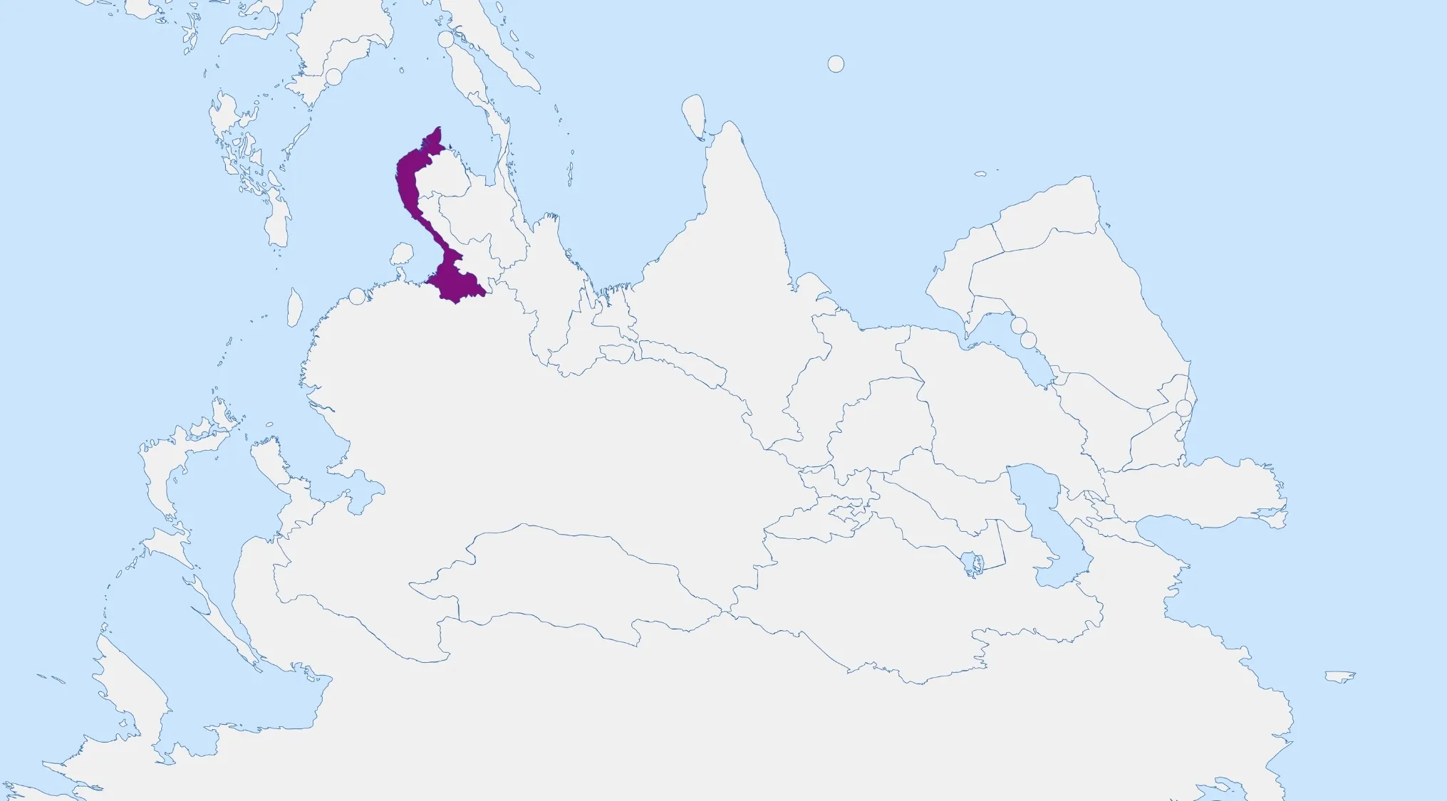 A geography challenge featuring a map, with one country highlighted in purple for users to guess. Name the country from the rotated map.