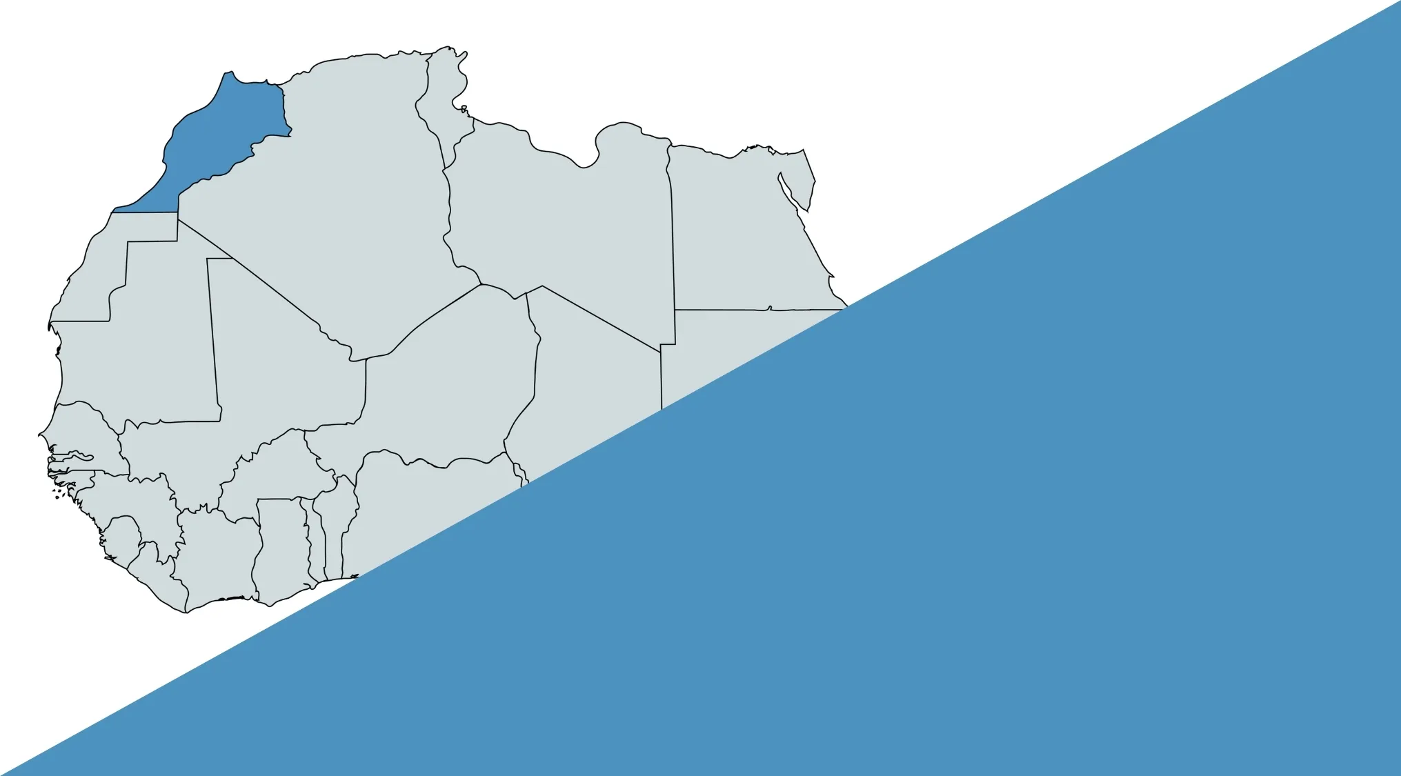 A cropped map of Africa with one country highlighted in blue. Guess the country from the crazy map.
