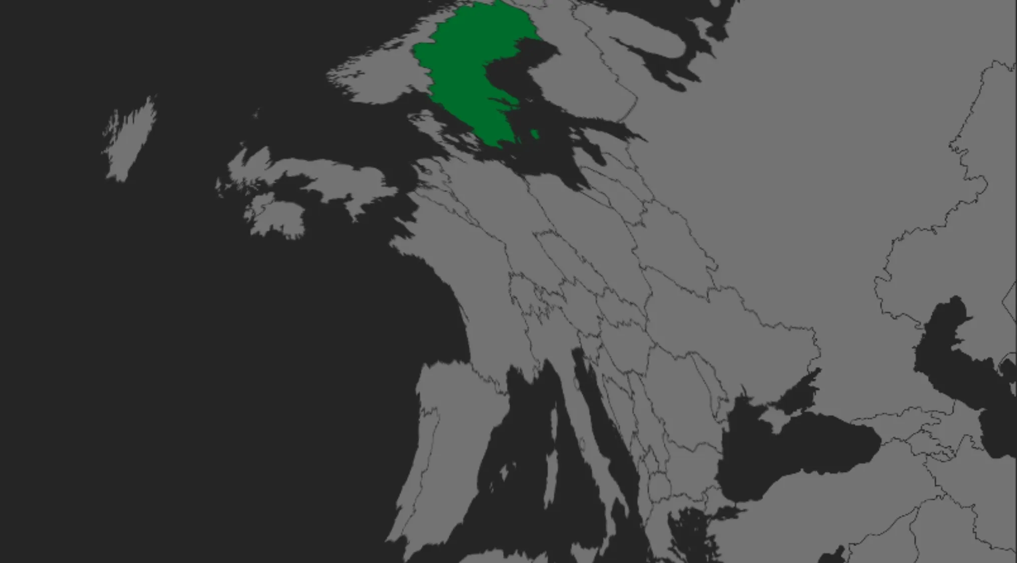 A twisted map of Europe with one European country, Norway, highlighted in green. A geography challenge.