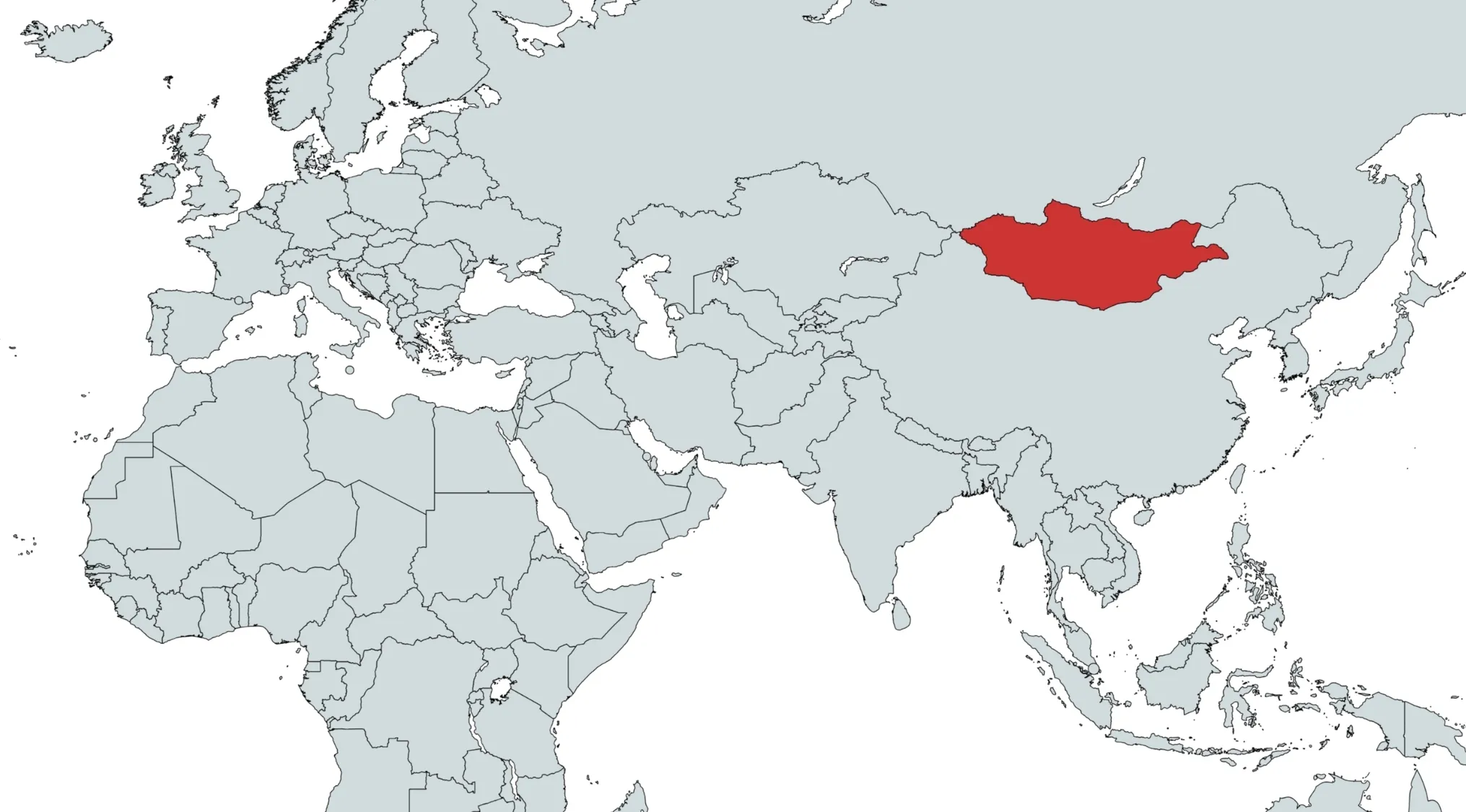 Map of the world with one country highlighted in red. Can you guess the country on the map? What country is found here?
