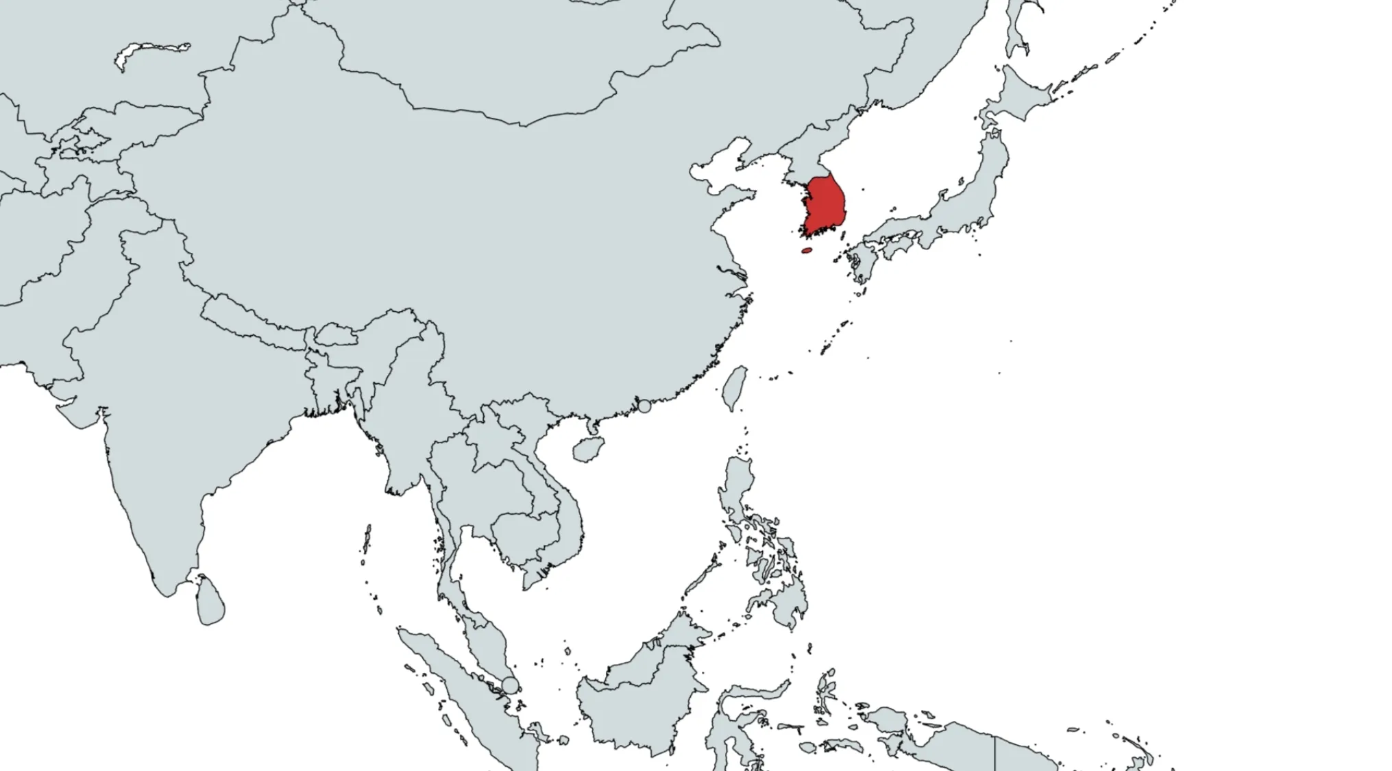 Map of Asia with a country highlighted in red. Can you guess the country? Which nation is marked here?