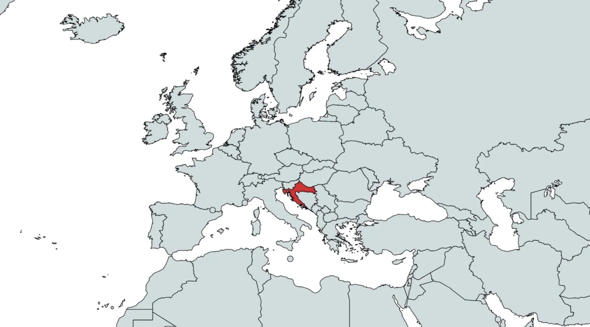 Map of Europe highlighting Croatia in red. Can you guess the country on the map? Which country does this territory belong to?