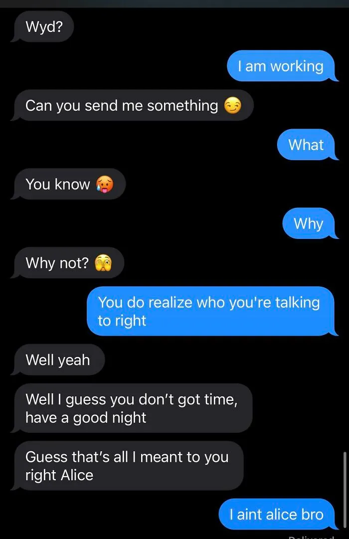 My Ex Texted Me At Work Asking For Pics, Thinking I Was Someone Else, And Now I Pray For Whoever Alice Is