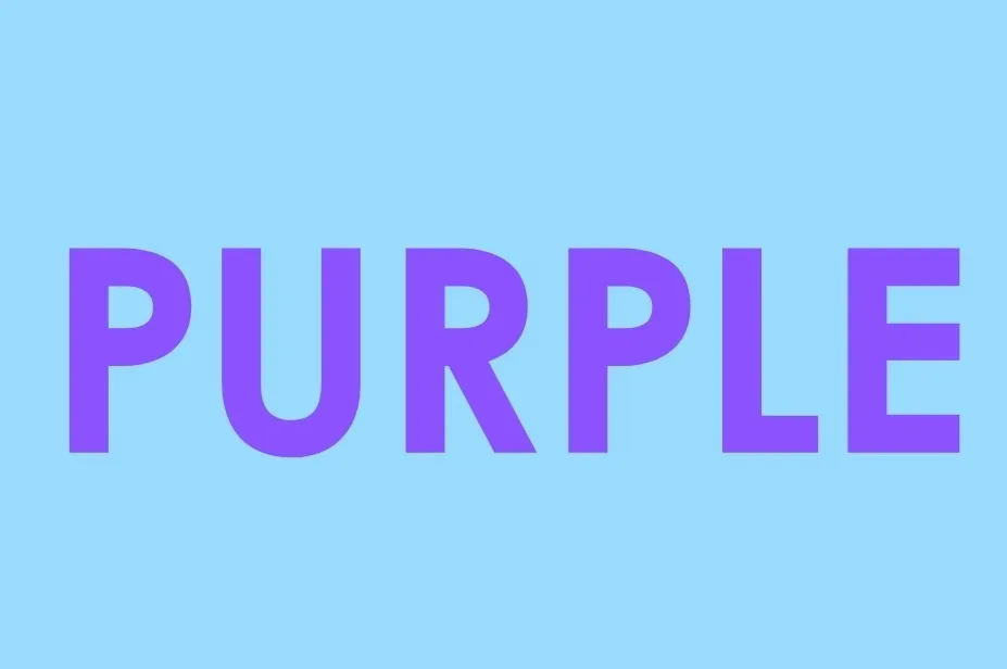 The word PURPLE in bold purple font against a blue background, inviting users to click the blue background.