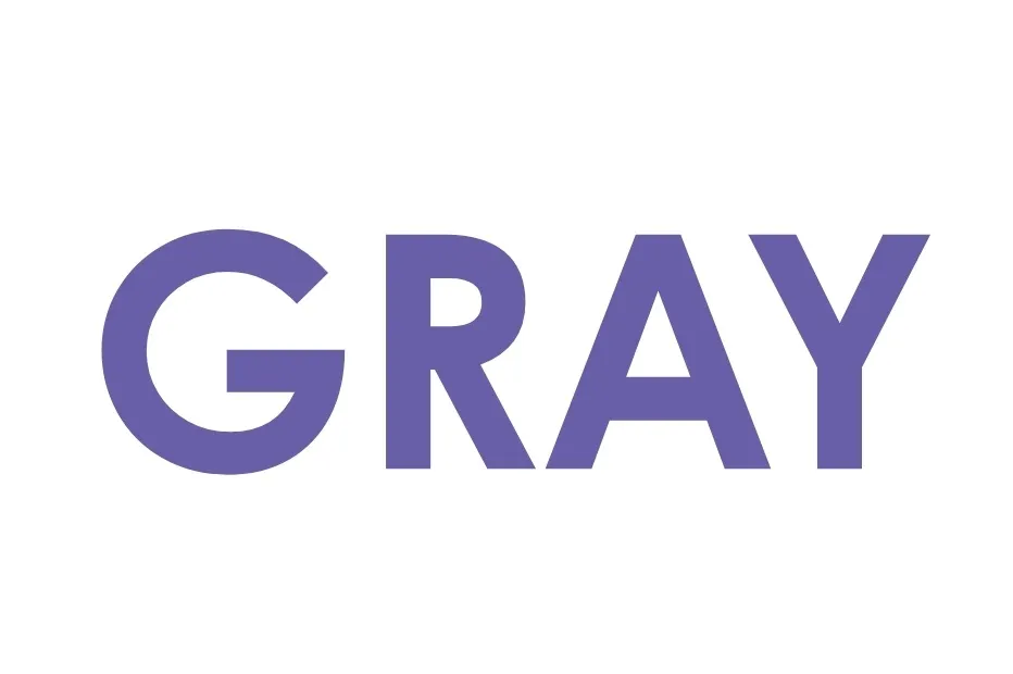The word GRAY in purple capital letters on a white background, demonstrating an alternative to black.
