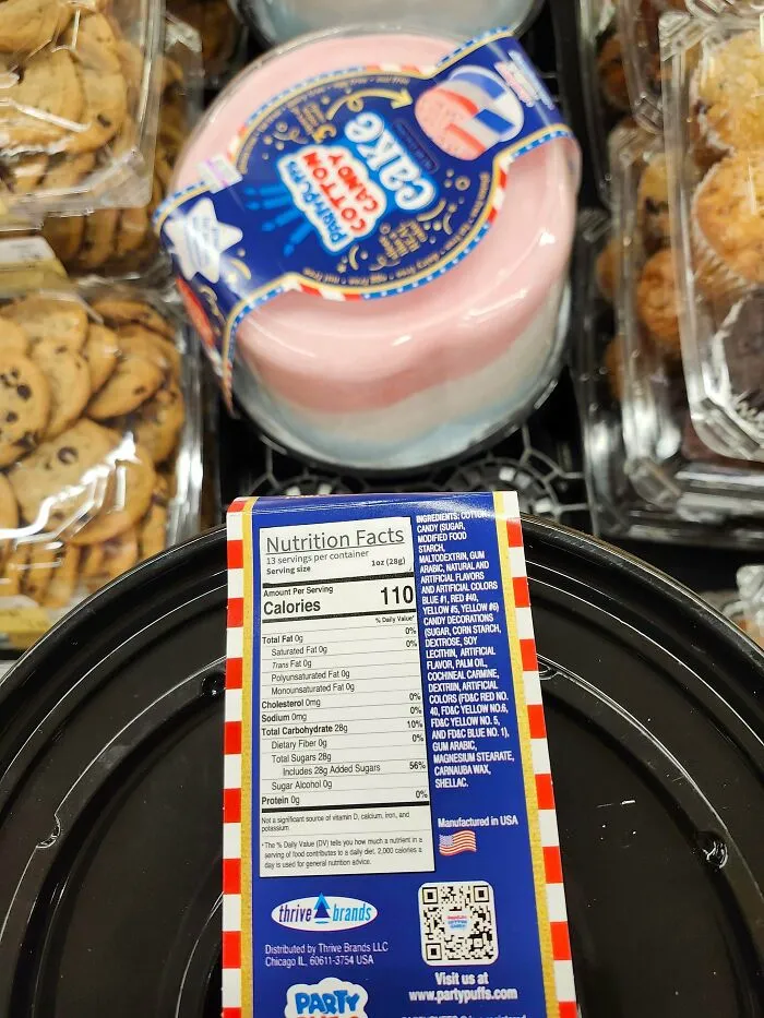 Cotton candy cake package stored near cookies, an odd food combo idea