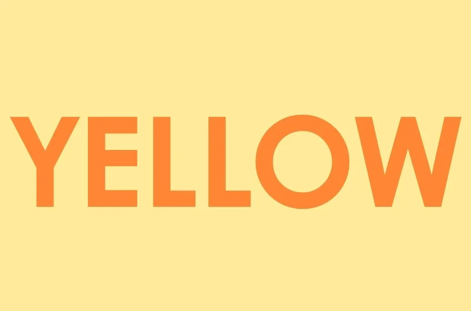 The word YELLOW in **orange** text on a light yellow background.