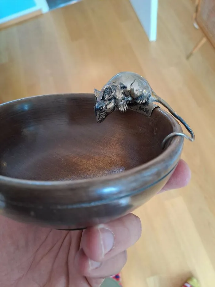 Germany, Wooden Bowl With Silver Mouse