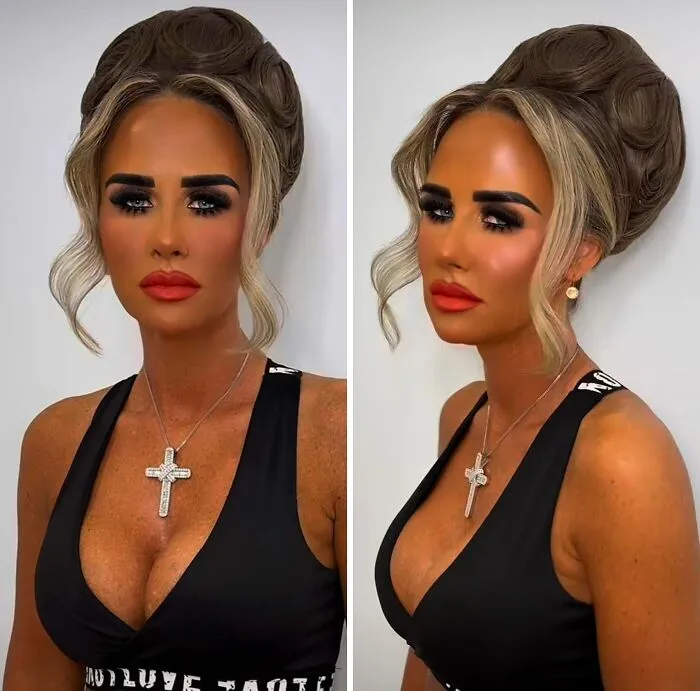 No sé qué es peor, si el maquillaje o el peinado